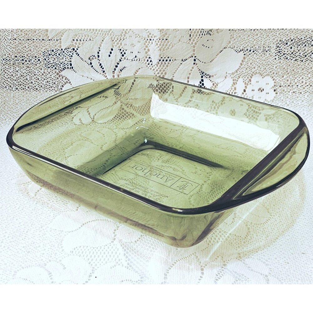Anchor Hocking Green Square Pan 8" Presence glass baking dish bakeware 2qt